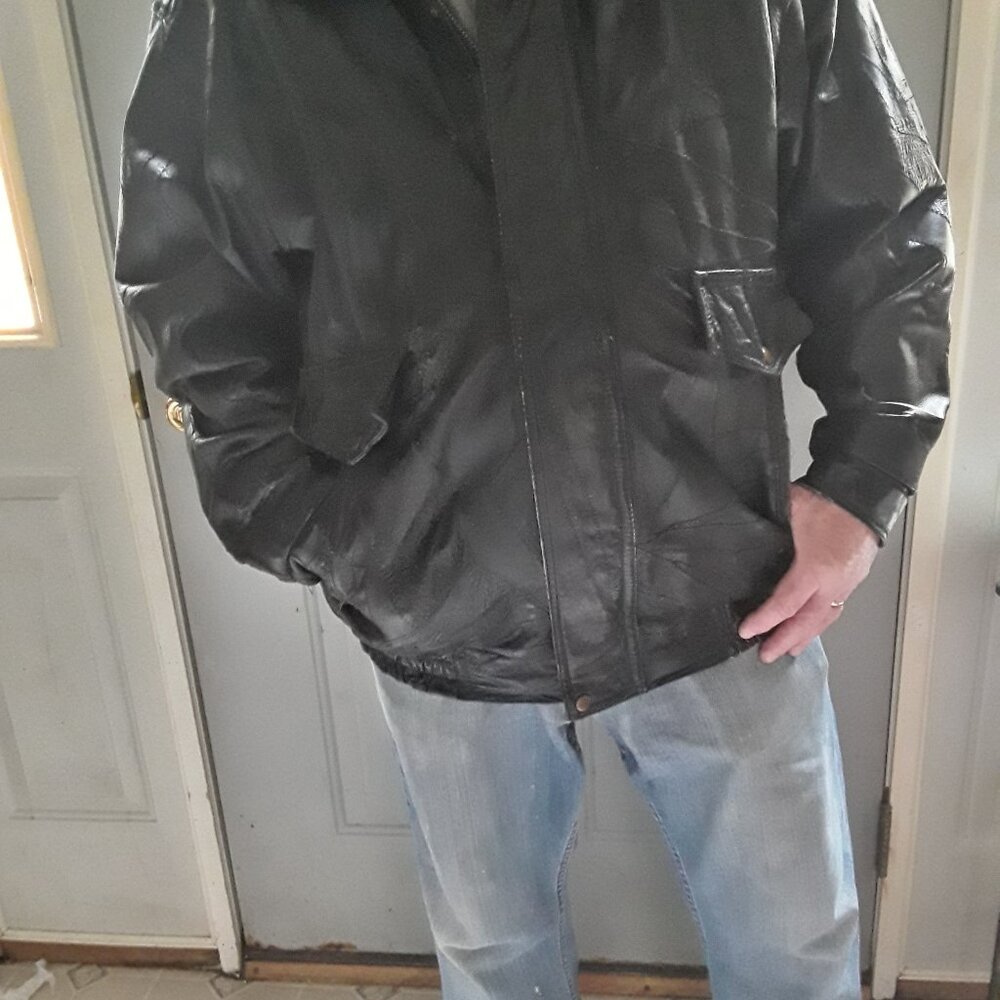 Vintage Flight Path Black Leather Jacket - XL - UNISEX